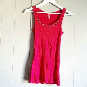 OLD NAVY Red Beaded Boyfriend Fit Scoop Neck Cotton Tank M